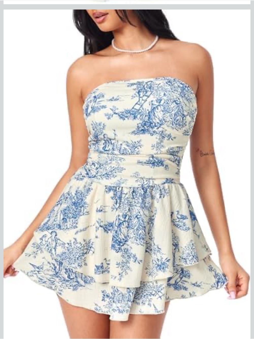 NWT Cider Blue Toile Print Mini Dress